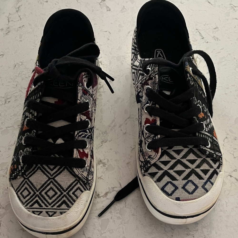 Keen Patterned Black and White Women's Sneakers